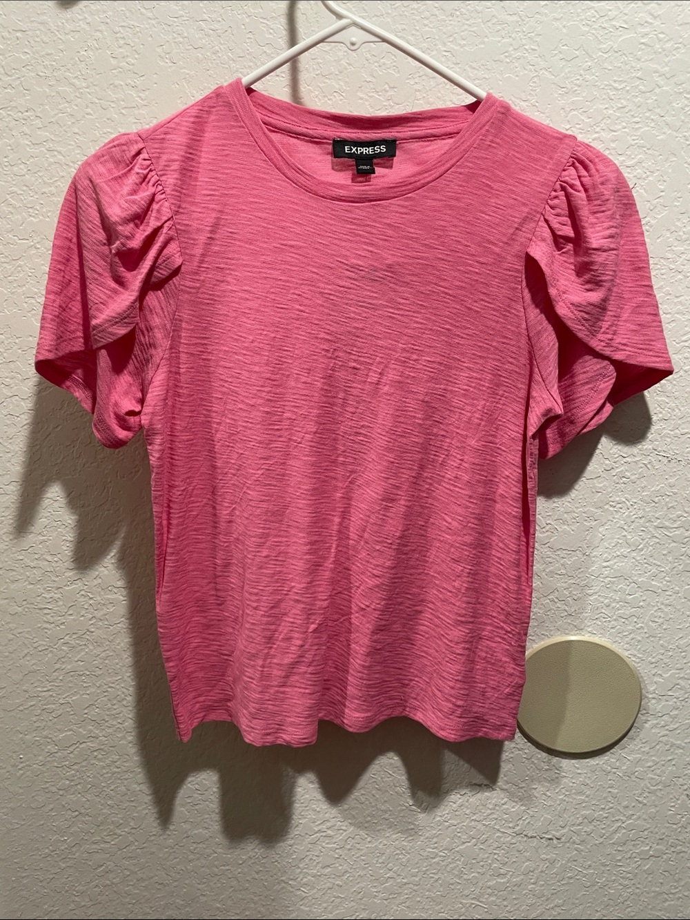Express Pink Puff Sleeve Crewneck Tee